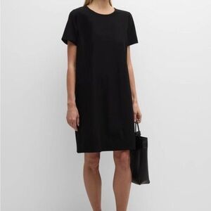 Eileen Fisher Viscose Jersey Short Sleeve Dress in Black Size Medium